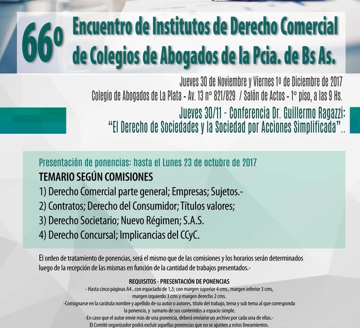 LXVI Encuentro de Institutos de Derecho Comercial de los Colegios de Abogados de la Prov. de Bs. As