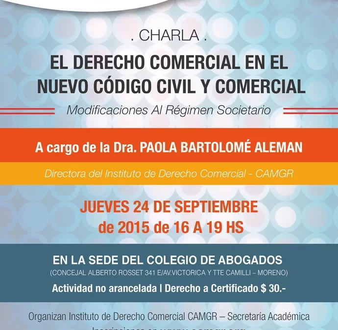 Modificaciones al régimen societario. Charla en el Colegio de Abogados de Moreno, Gral. Rodriguez